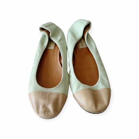 Lanvin Cap-Toe Icon Ballerina flats with snake toe,  Size 39 EU - Picture 2 of 11